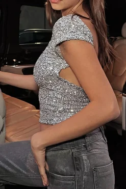 Subdued Camiseta espalda descubierta con lentejuelas