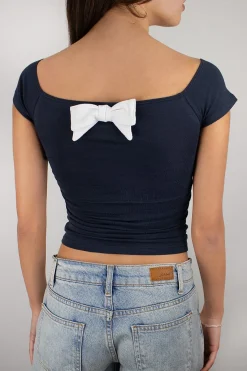 Subdued Camiseta fruncido con lazo Clearance