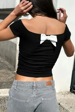 Subdued Camiseta fruncido con lazo Clearance