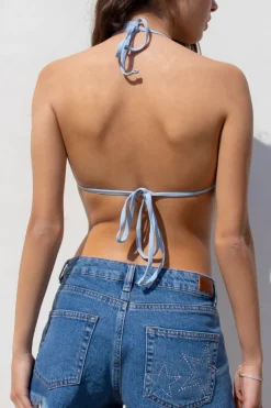 Subdued Contrasting edge triangle bikini top Outlet