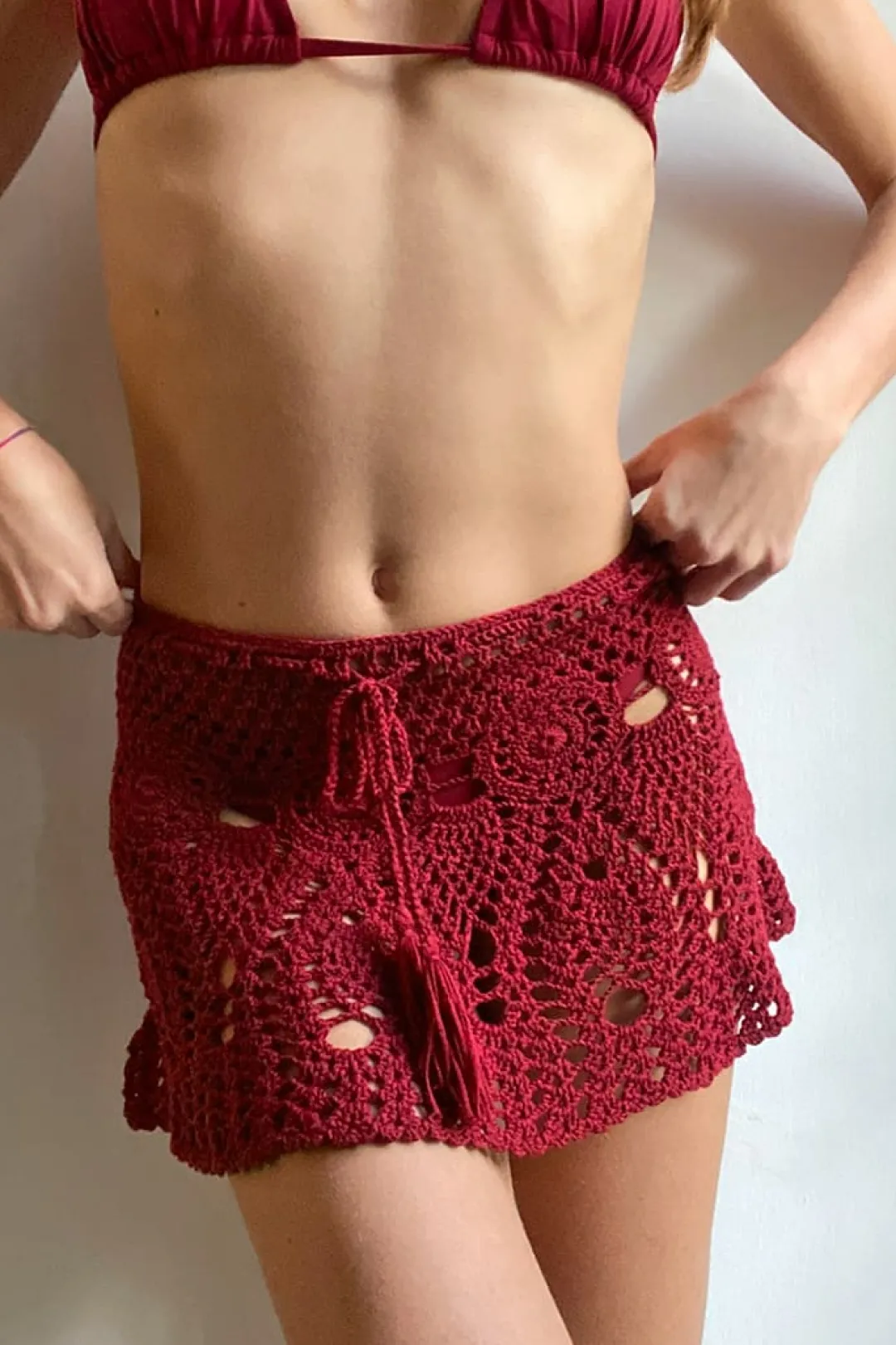 Subdued Falda crochet con borlas Best