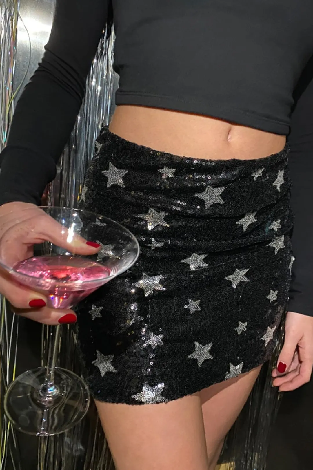 Subdued Sequin stars tube skirt Online